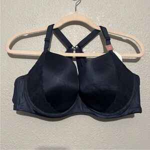 Cacique Navy Blue Boost Balconette Lace Underwire Padded Bra Size 44C